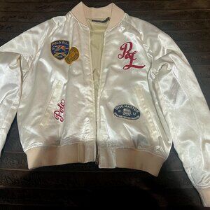 RALPH LAUREN LADIES PATCHWORK BOMBER JACKET SIZE L